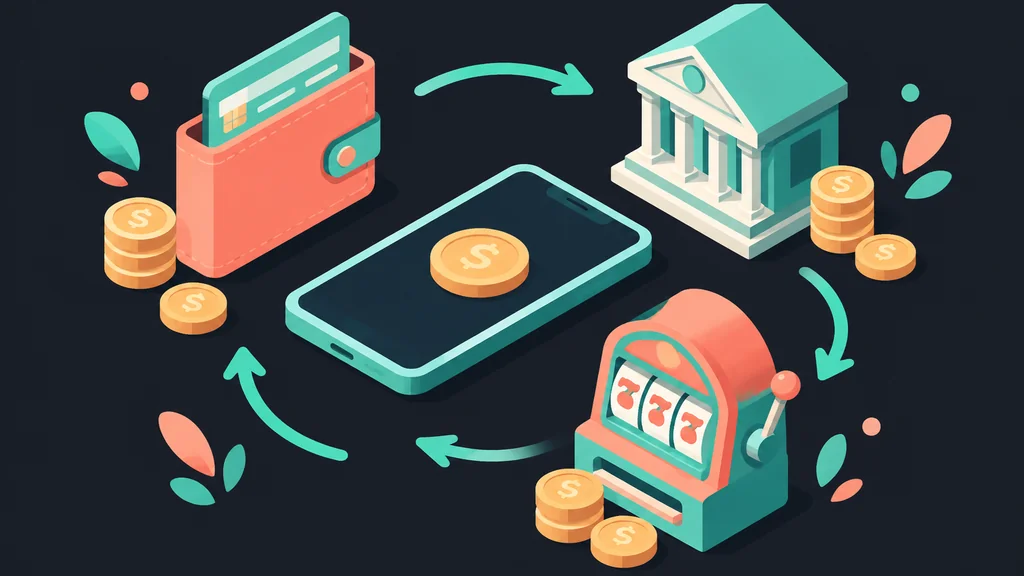 Isometric scene of mobile casino with payment methods