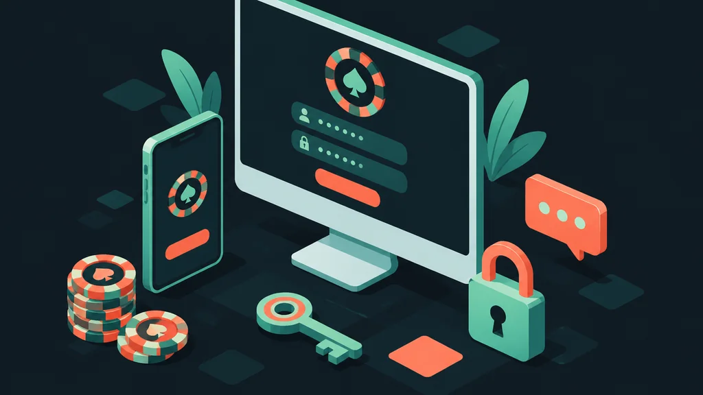 Flat isometric objects for casino login, key, padlock, and chat bubble