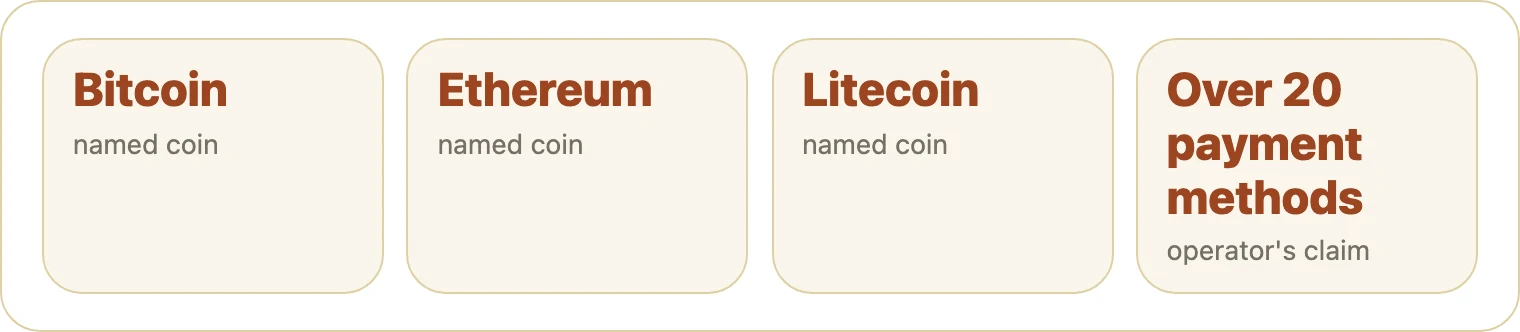 Coins and cards shown as deposit choices